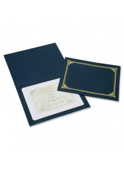 Certificate holders, Letter, A4 - 8.50", 17.50 ft Width x 11", 24.75 ft Sheet Size - Linen - Blue - 5 / Pack - nsn5195771